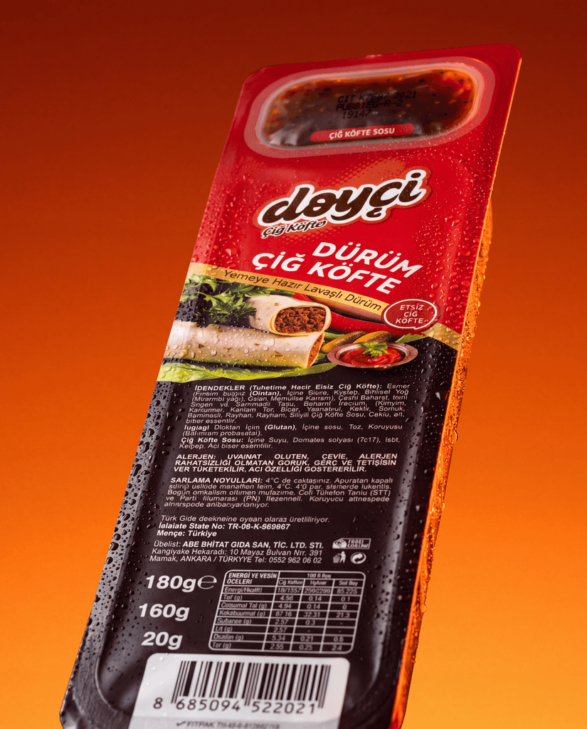 Doyçi Dürüm Çiğ Köfte 180g paket – yemeye hazır lavaşlı dürüm